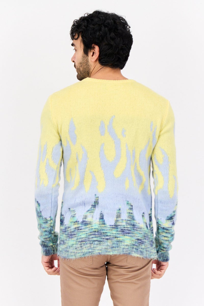 Asos Design Men Knitted Space Dye Long Sleeve Sweater, Multicolor - Image 2